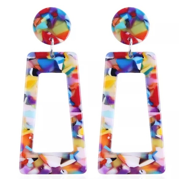 LAST 1! 🌈 Rainbow Mottled Acrylic Earrings 🌈 - Picture 3 of 5